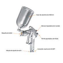 Cargar imagen en el visor de la galería, Pistola p/pintar gravedad LVMP,vaso aluminio, boquilla 1.7mm
