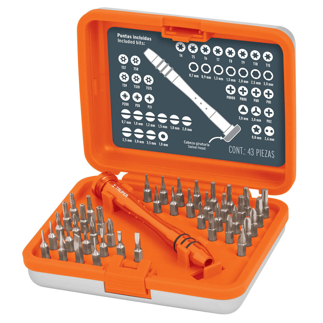 Juego desarmadores de joyero, punta intercambiable,42pzas