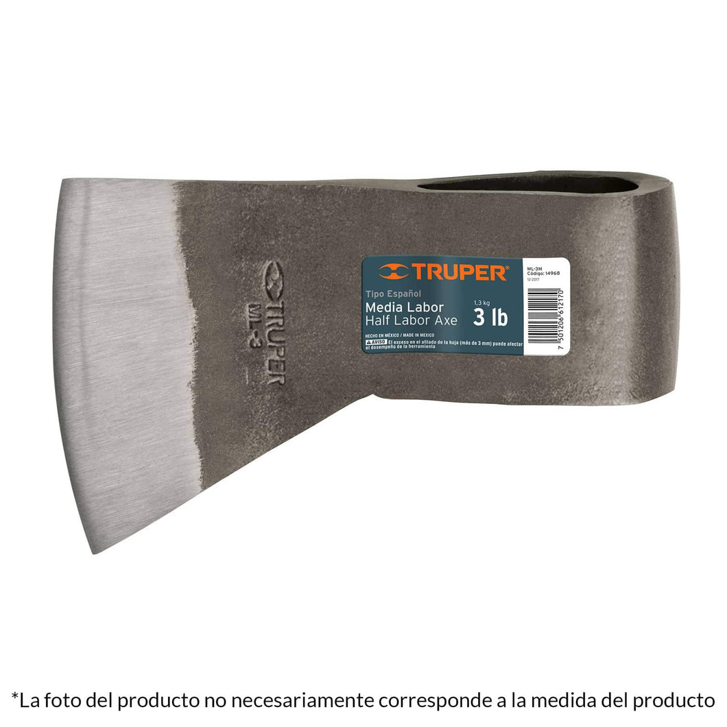 Hacha tipo español, media labor, 3-1/2 lbs, sin mango