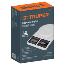 Cargar imagen en el visor de la galería, Báscula digital base plástica para cocina capacidad 5kg
