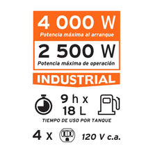 Cargar imagen en el visor de la galería, Generador eléctrico a gasolina, 2,500 W
