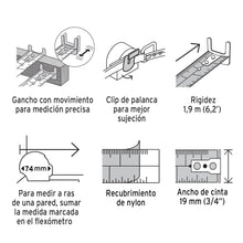 Cargar imagen en el visor de la galería, Flexómetro contra impacto, graduación métrica, 5 m, 19 mm
