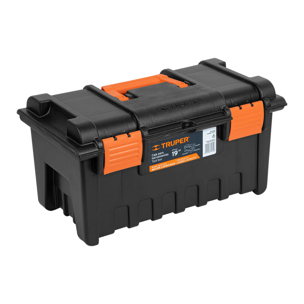 Caja para herramienta, amplia de 19', color naranja