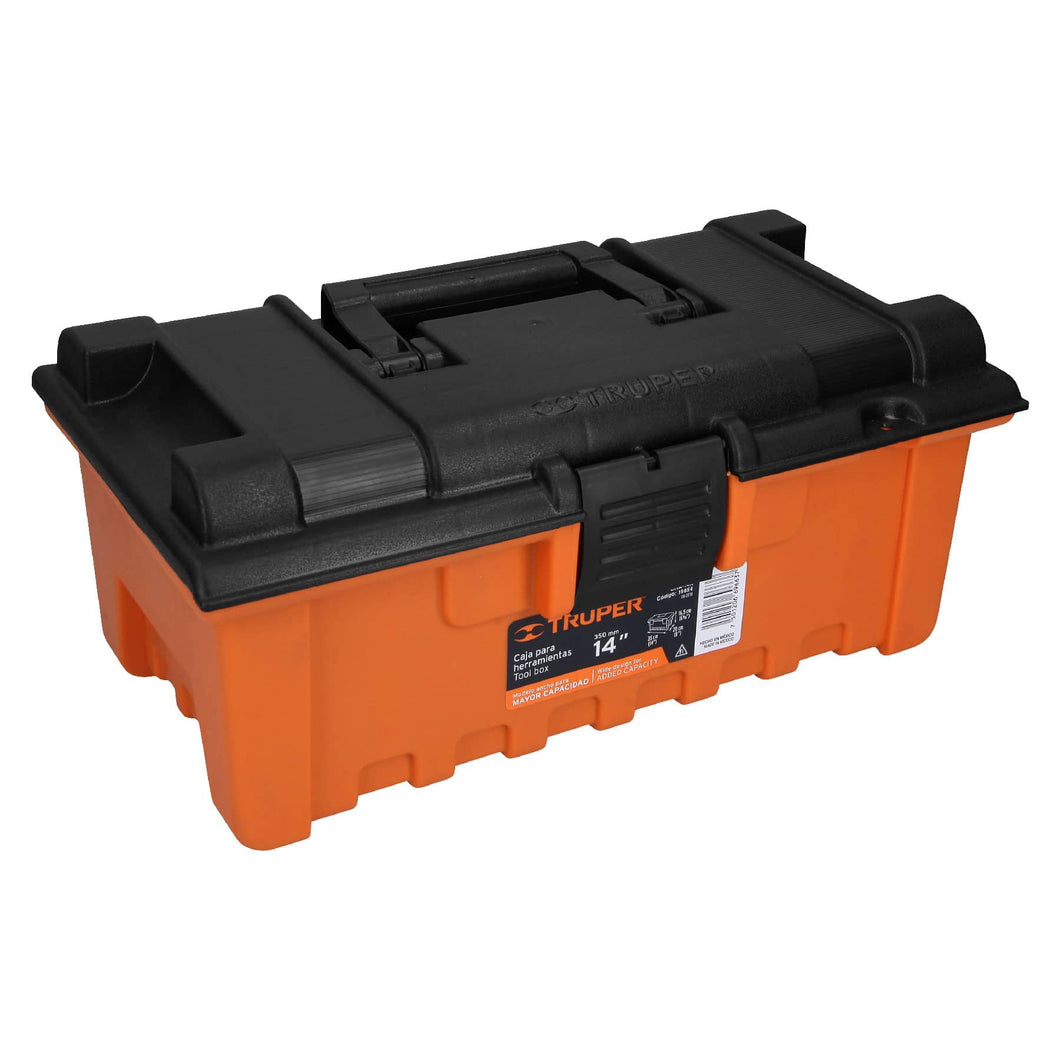 Caja para herramienta, amplia de 14', color naranja