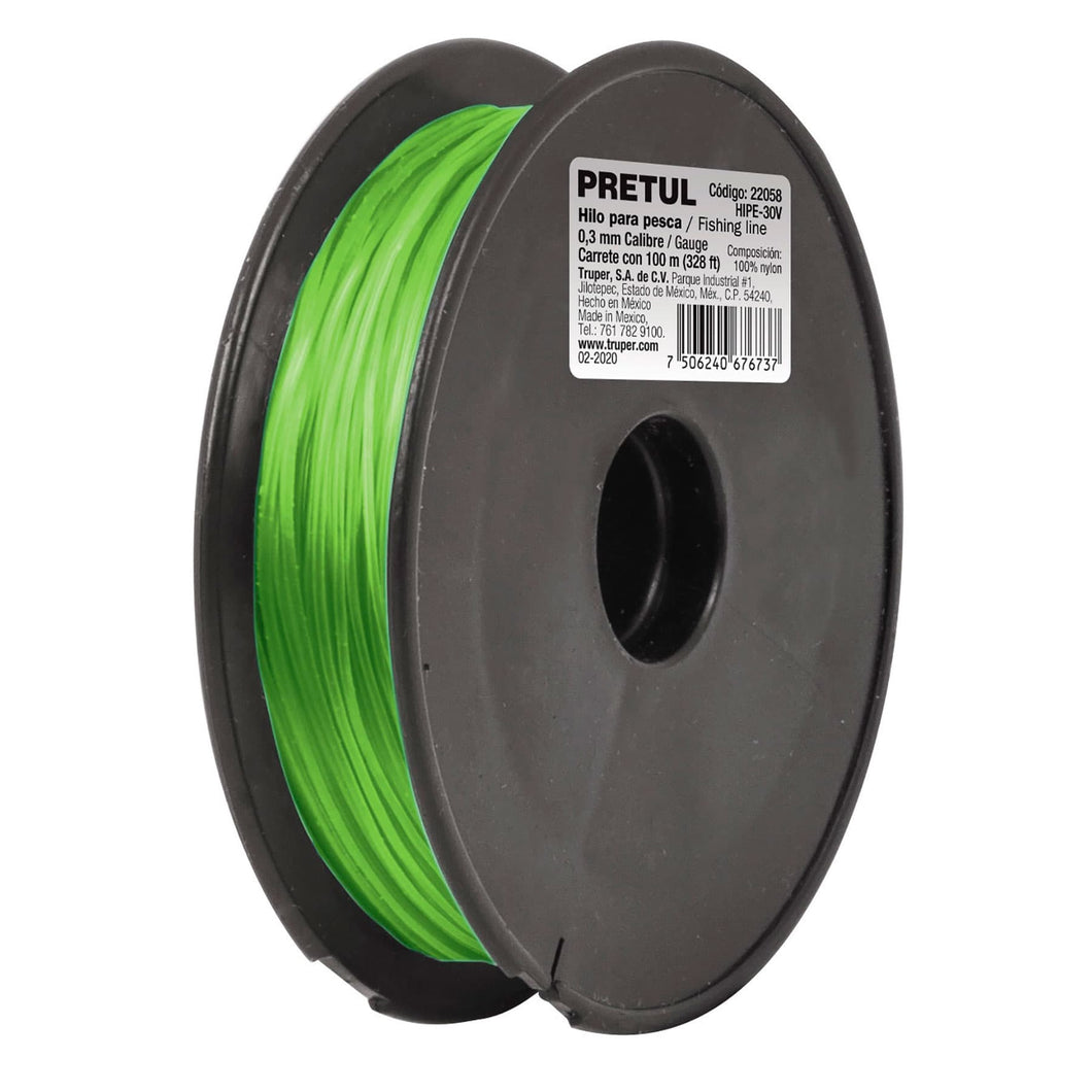 Hilo para pesca, rollo 100m, calibre 1.00mm, verde