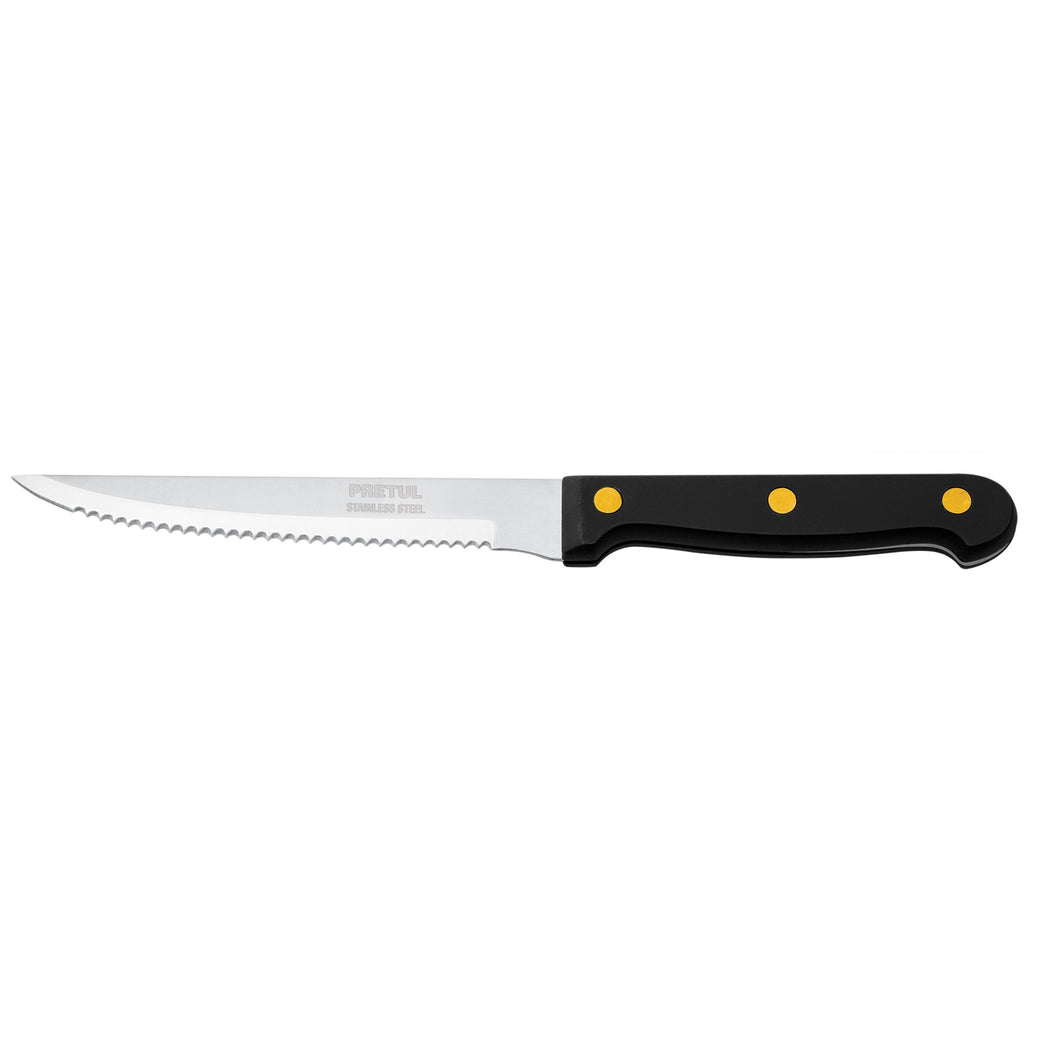 Cuchillo para asado con sierra, mango plástico, 5'