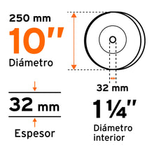 Cargar imagen en el visor de la galería, Piedra para esmeril 10 X 1-1/4&#39;, óxido de aluminio, grano 60
