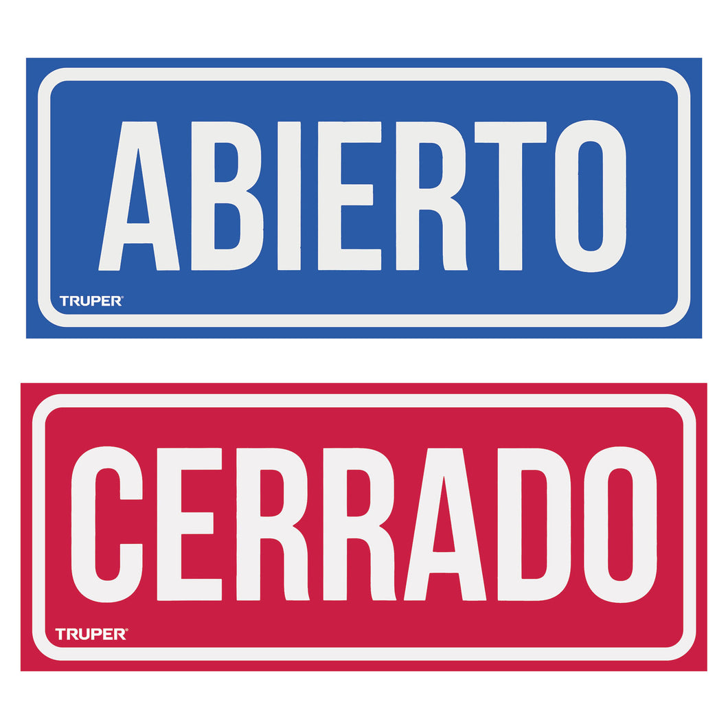 Letrero de señalización 'ABIERTO/CERRADO', 28 x 12 cm