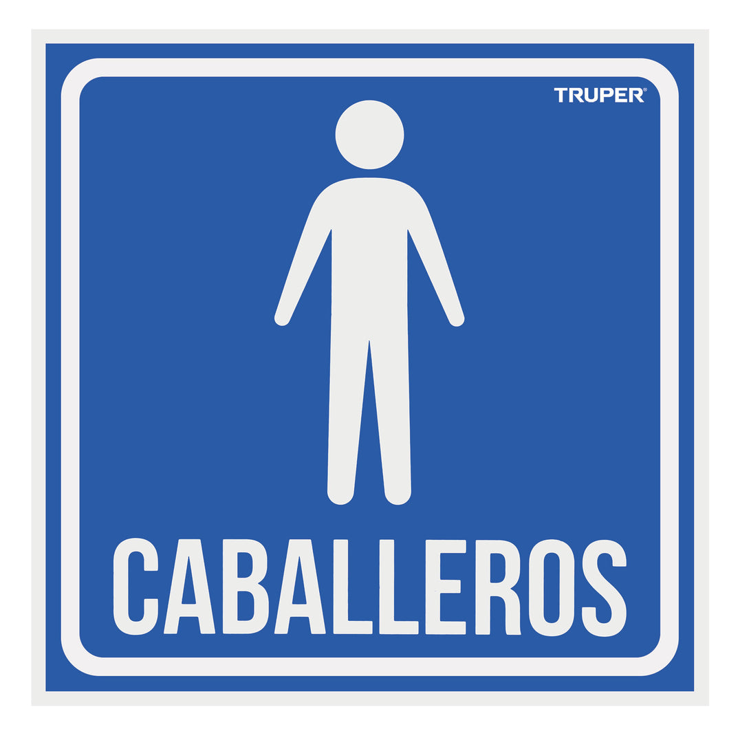 Letrero de señalización 'CABALLEROS', 19 x 19 cm