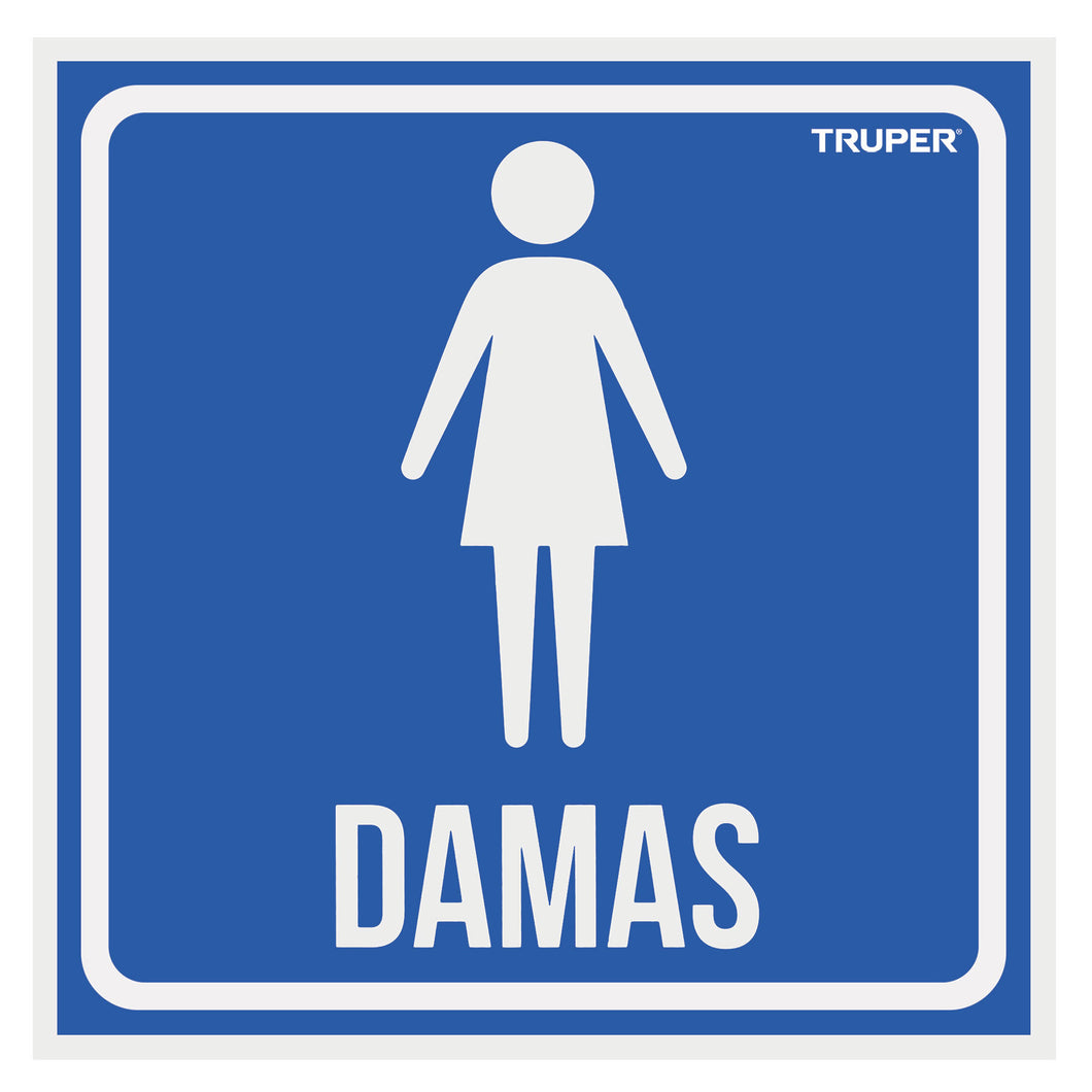 Letrero de señalización 'DAMAS', 19 x 19 cm