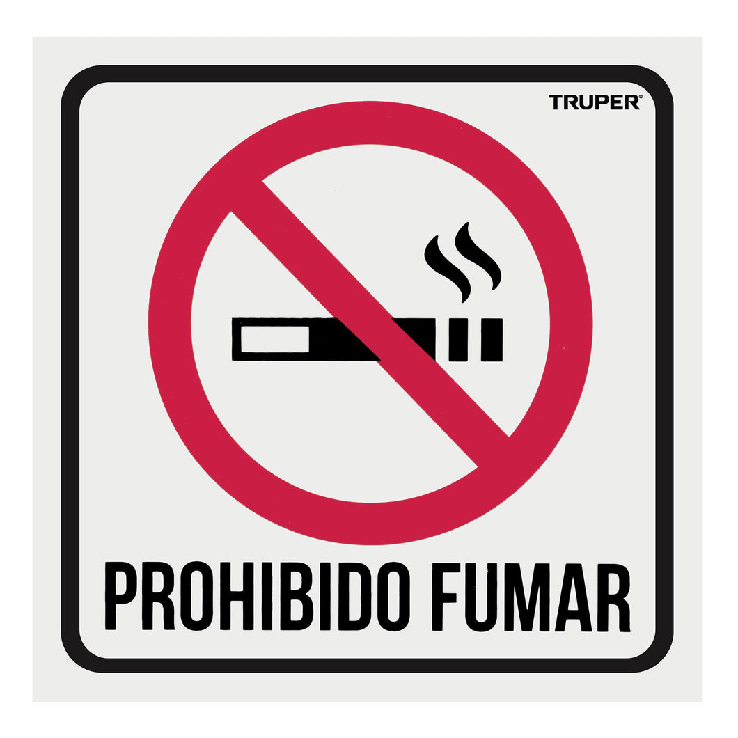 Letrero de señalización 'NO FUMAR', 19 x 19 cm