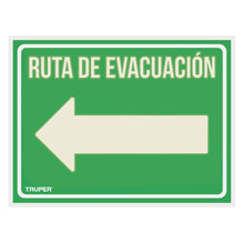 Cargar imagen en el visor de la galería, Letrero de señalización &#39;RUTA EVACUACIÓN IZQUIERDA&#39;,21x28 cm
