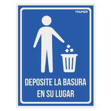 Cargar imagen en el visor de la galería, Letrero señalización&#39;DEPOSITE LA BASURA EN SU LUGAR&#39;,21x28cm
