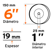 Cargar imagen en el visor de la galería, Piedra para esmeril 6 X 3/4&#39; óxido de aluminio, grano 36
