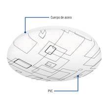 Cargar imagen en el visor de la galería, Plafón redondo, decorativo, diseño de cuadros, 18 W, LED
