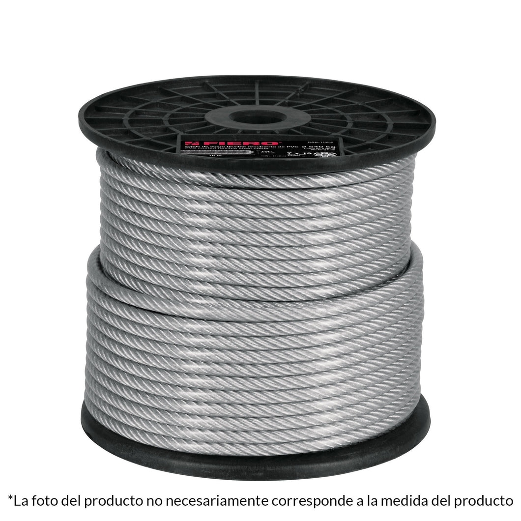 Cable flexible de acero 3/16', recubierto PVC, 7X19, 75 m