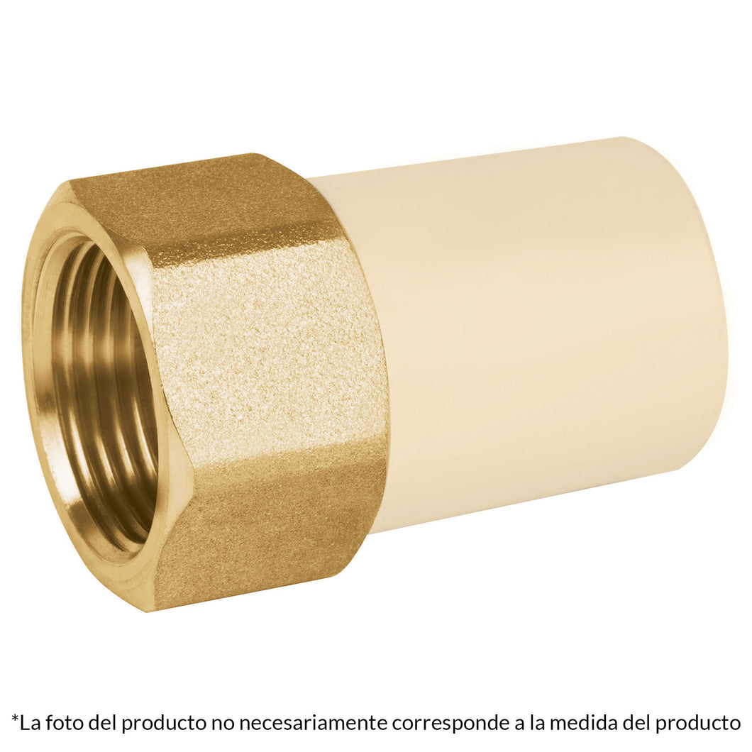 Adaptador hembra de CPVC con inserto metálico 1/2'