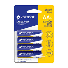 Cargar imagen en el visor de la galería, Pila zinc-carbón tamaño AA, blister con 4 pzas, volteck
