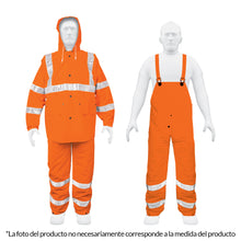 Cargar imagen en el visor de la galería, Conjunto impermeable c/reflejante, naranja, talla CH, PVC
