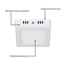 Cargar imagen en el visor de la galería, Plafón cuadrado, moderno, 6 W, 6500 K, LED, blanco
