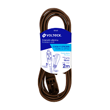 Extensión eléctrica doméstica, 2 m, café, Volteck