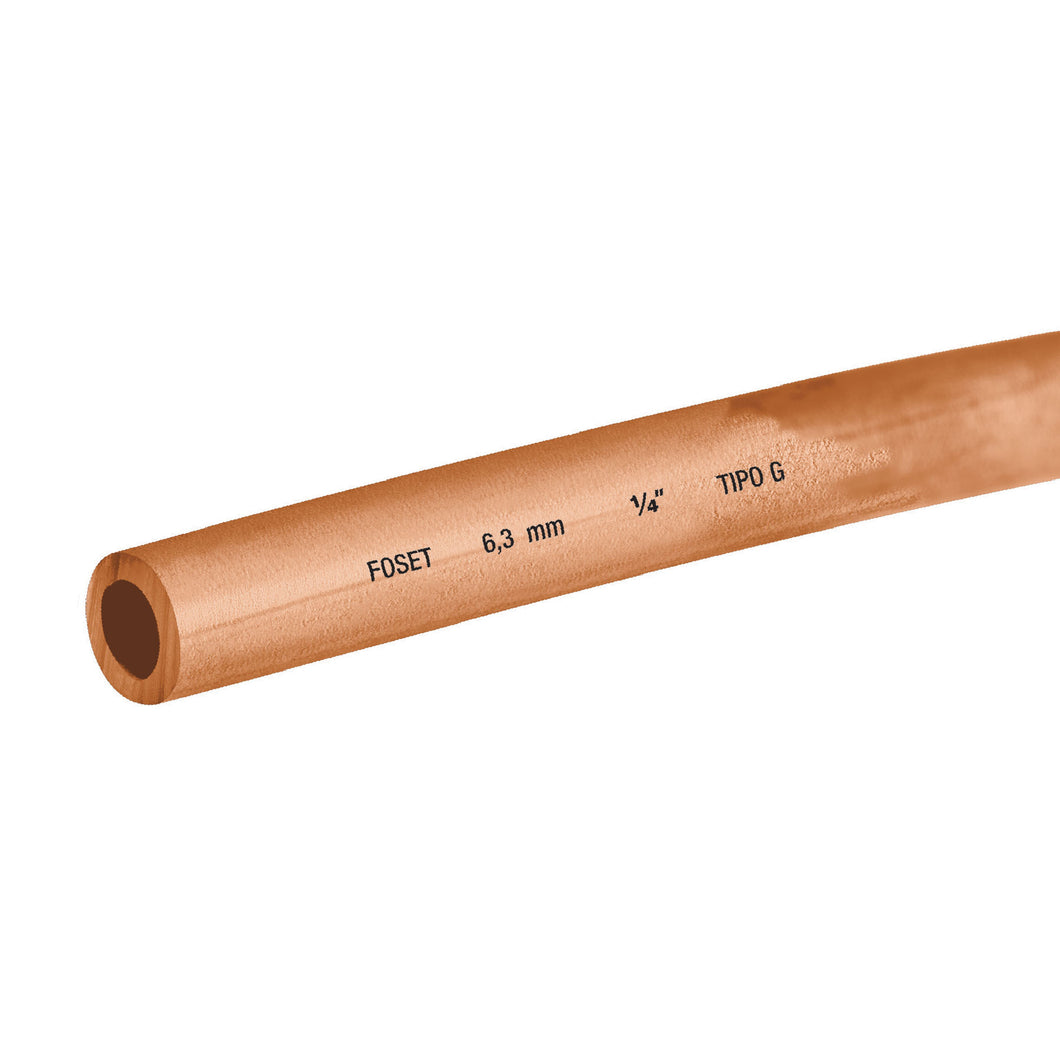 Tubo de cobre flexible, 1/4', rollo de 15 metros