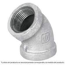 Codo 45°, acero galvanizado, 1-1/4'