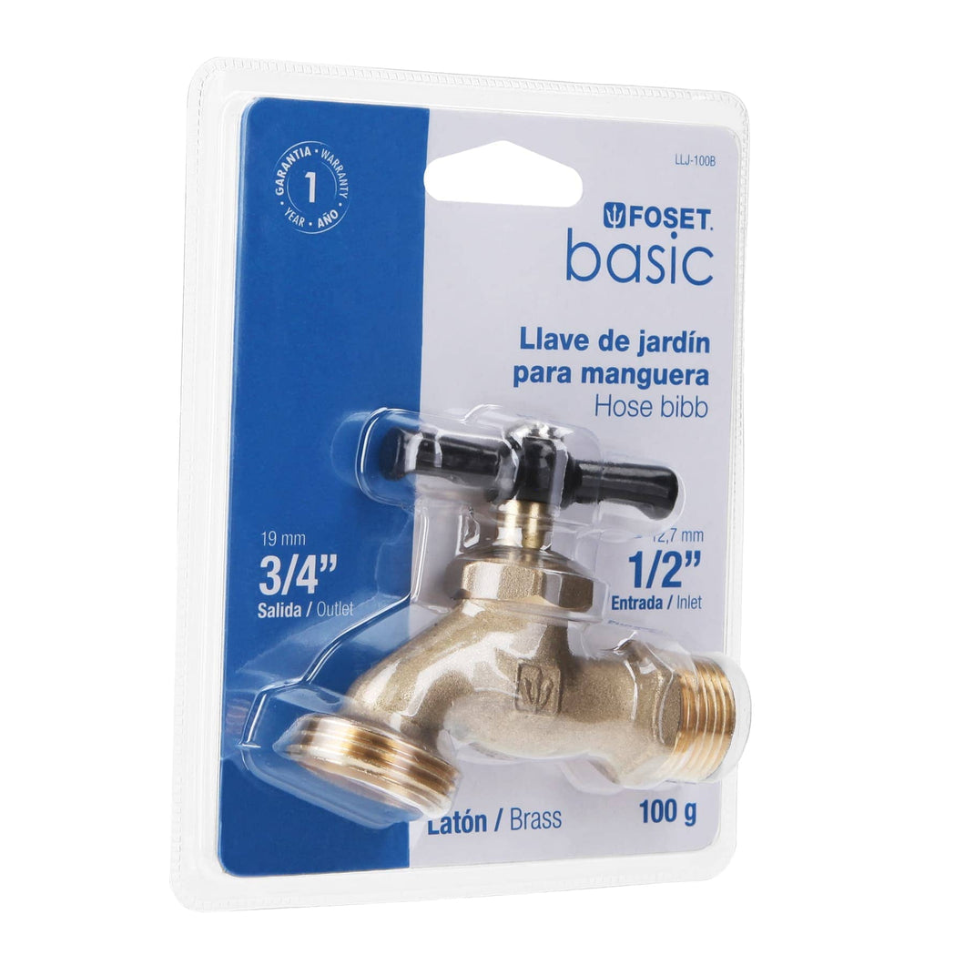 Llave para manguera, latón, 100 gr, 1/2',blister,Foset Basic