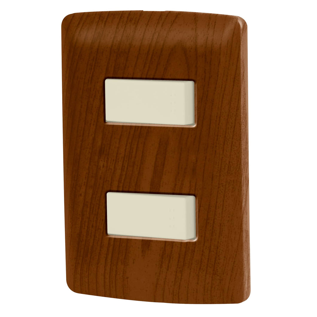 Placa armada 2 interruptores sencillos,madera,línea Italiana