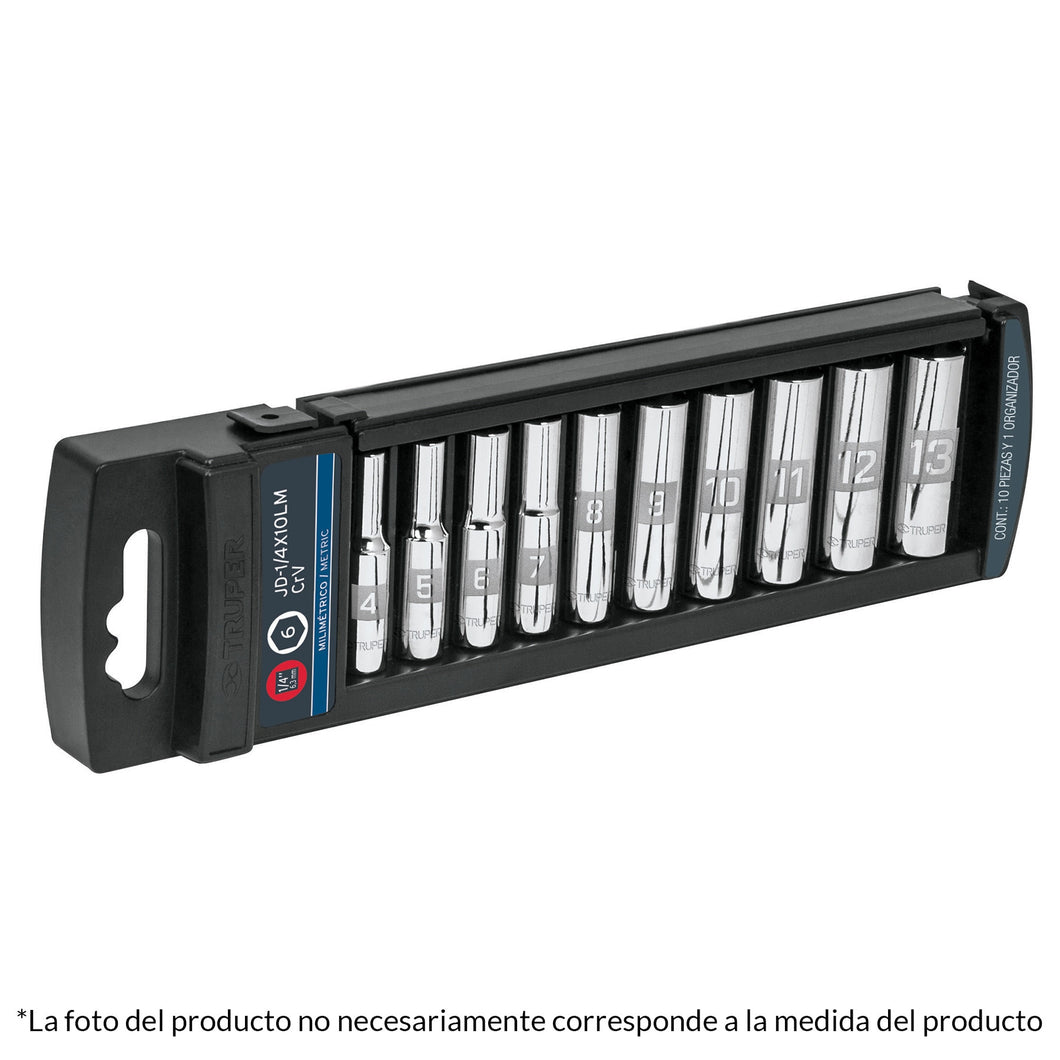 Juego de 10 dados largos, cuadro 1/4', standard