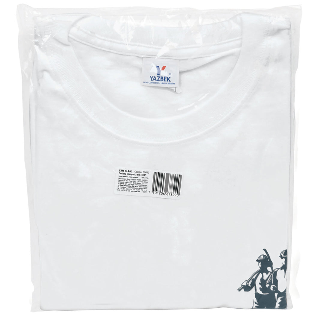 Camiseta blanca 100% algodón, estampada, talla 42