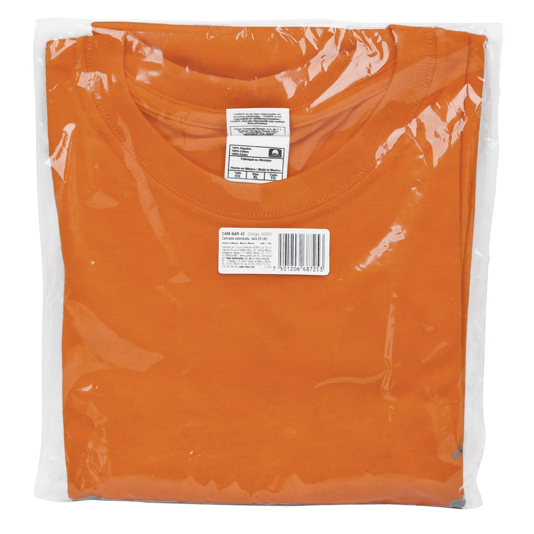Camiseta 100% algodón, naranja, talla 42