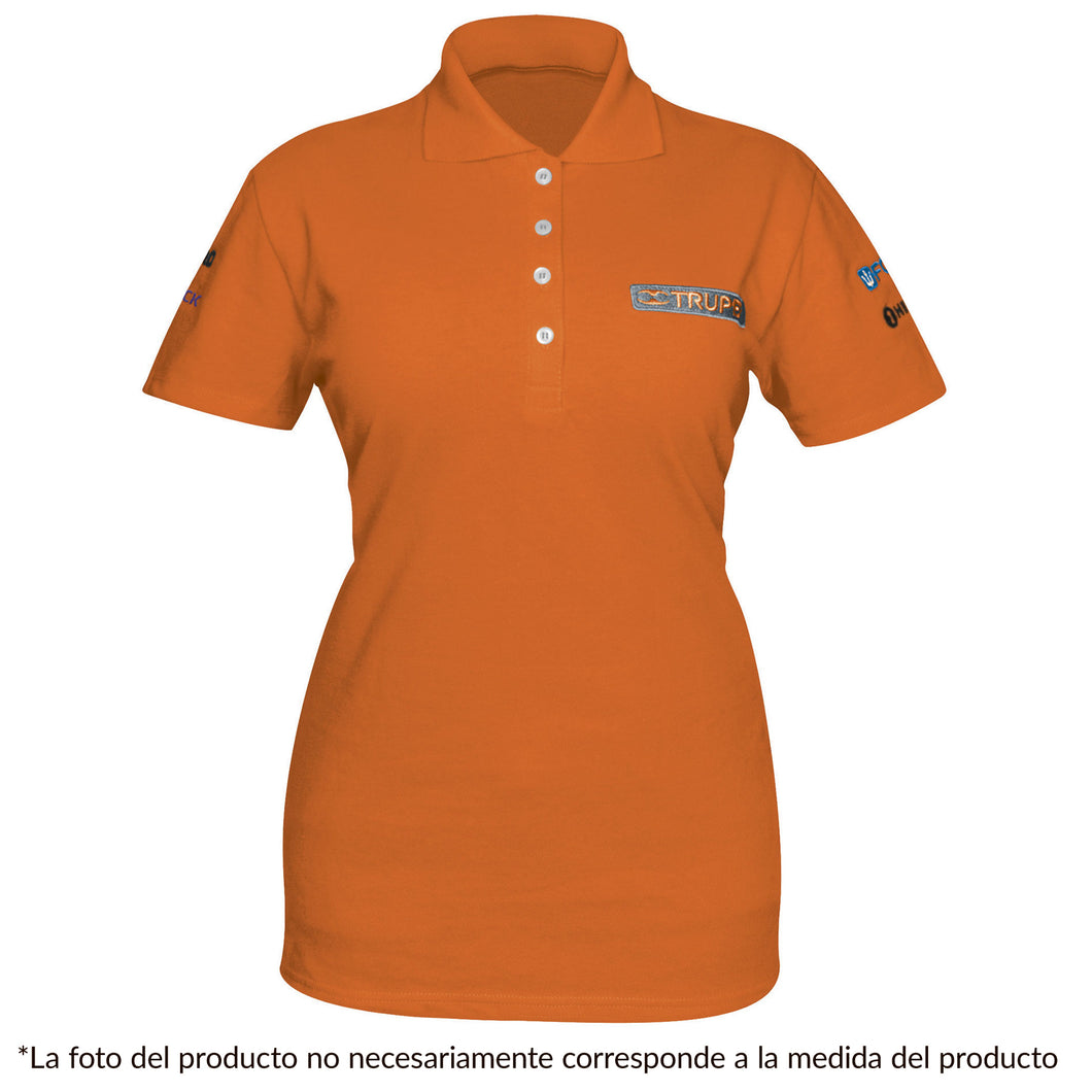 Playera tipo polo, naranja, para dama, talla grande