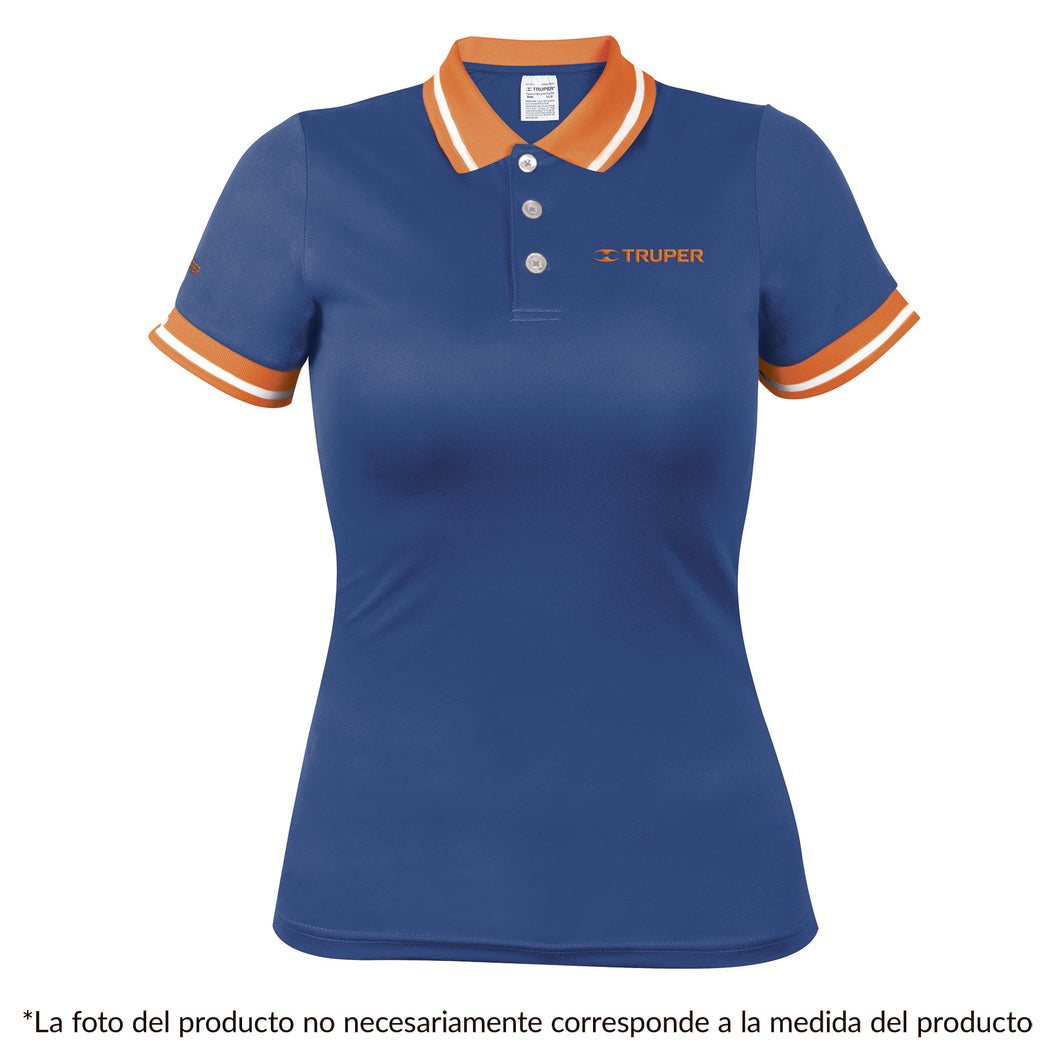 Playera tipo polo, dry fit, azul, para dama, talla CH