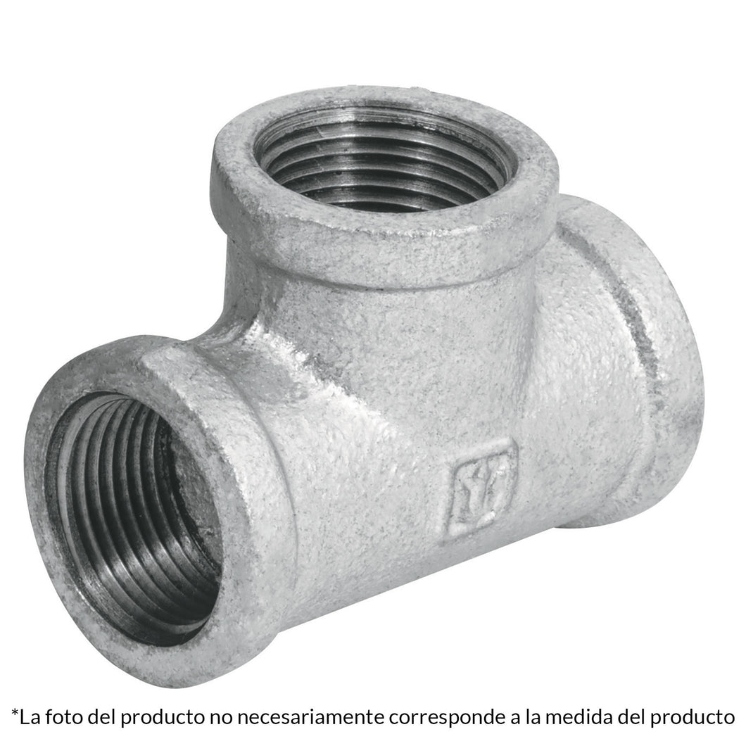 Tee sencilla, acero galvanizado, 2'